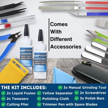 Aleenes Liquid Fusion 4oz - Premium Urethane Adhesive Model Glue - and Pixiss Precision Model Kit Tool Set - Gundam Tool Kit - Vinyl Cutter, Pen Knife and Blades, Craft Glue, fine tip Tweezers