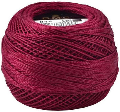 DMC 116 12-814 Pearl Cotton Thread Balls, Dark Garnet, Size 12