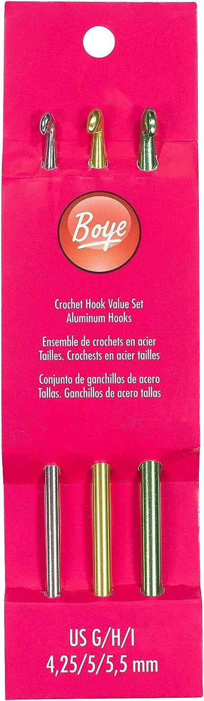 Boye Rounded Aluminum Crochet Hook Set, Sizes J-N