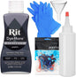 Rit Dye Liquid Synthetic Graphite All-Purpose Dye 8oz, Pixiss Tie Dye Accessories Bundle with Rubber Bands, Gloves, Funnel and Squeeze Bottle