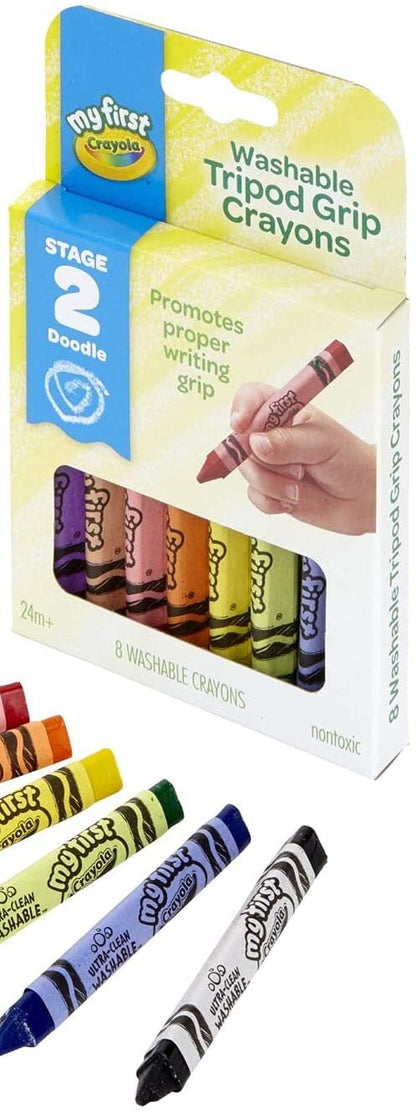 Crayola My First Washable Toddler Crayons, Tripod Grip, Gift, 8 Count