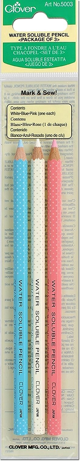 Clover Water Soluble Pencil-White, Pink & Blue