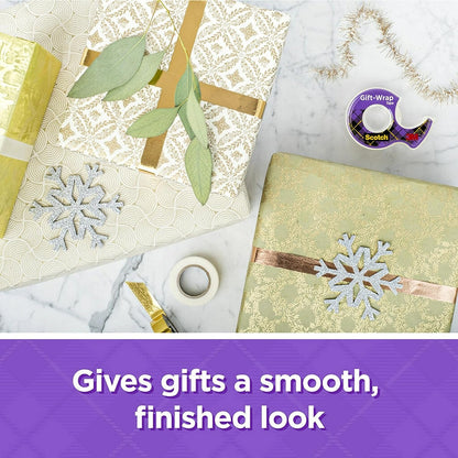 Scotch Gift Wrap Tape, 1 Roll, The Go-To Tape for the Holidays, The go-to tape for the holidays, Gives gifts a smooth, finished look, Gives gifts a smooth, finished look,3/4 x 650 Inches, Dispensered (15)