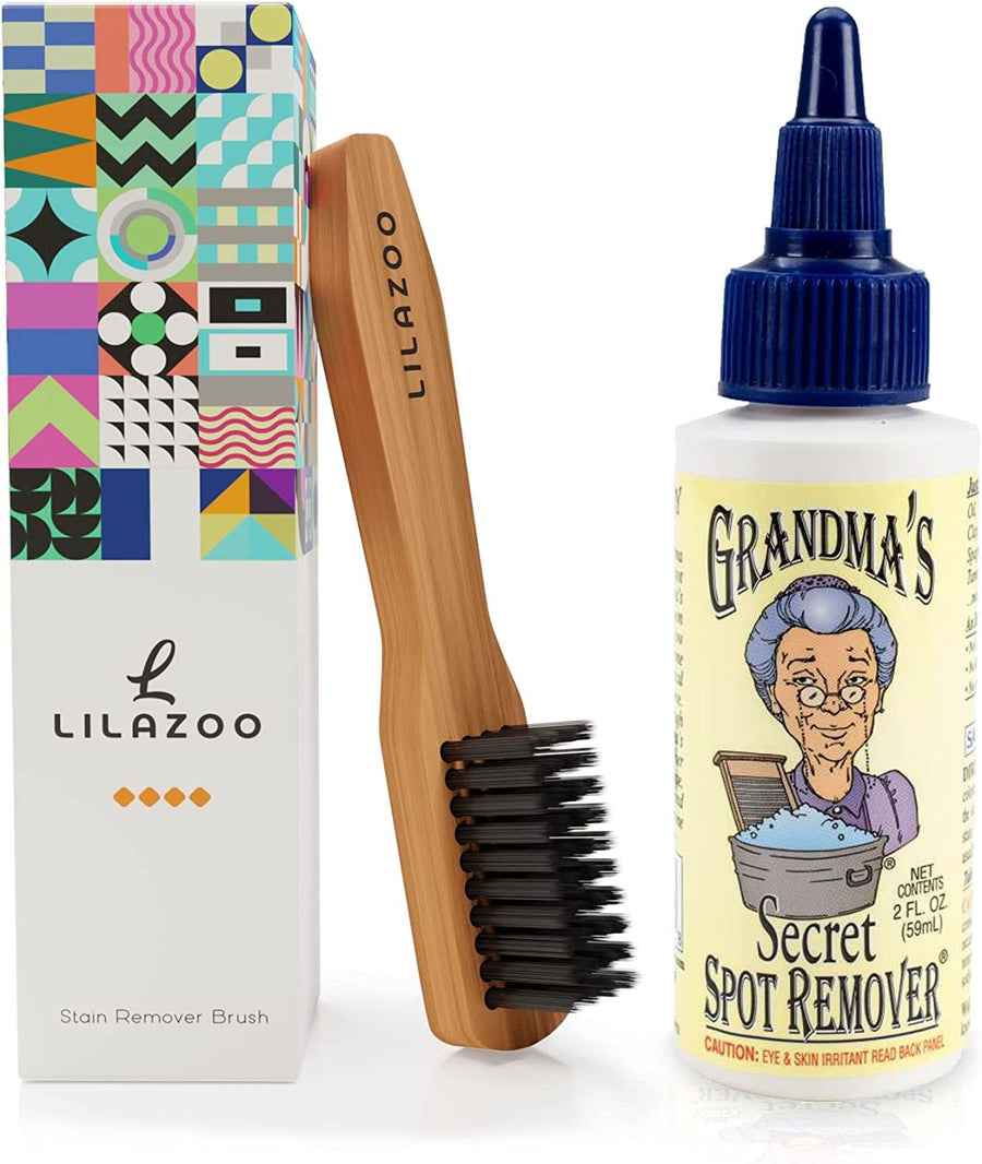 Grandma's Secret Spot Remover & LILAZOO Laundry Stain Remover Laundry Brush - 2floz Grandmas Stain Remover, Stain Remover for Clothes, Stain Remover Spray, Laundry Brush for Stains, Stain Remover