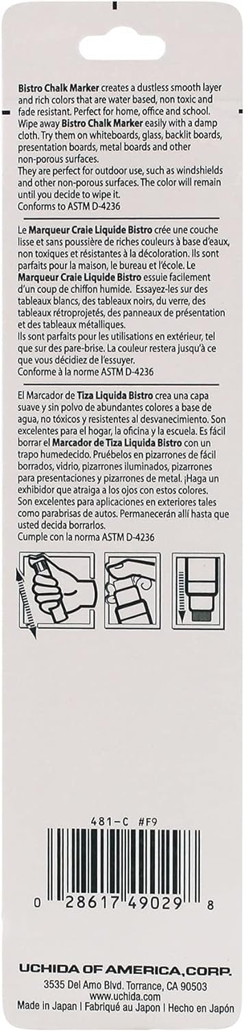 Uchida 481-C-F9 Marvy Jumbo Broad Point Tip Bistro Chalk Marker, Fluorescent Pink