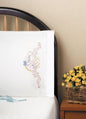 Tobin Stamped Pillowcases, Kittens in Basket, 20" x 30" Embroidery Kit, White