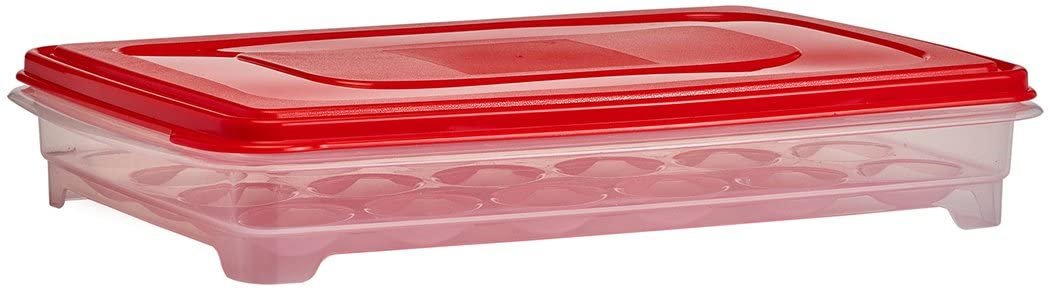 Egg Holder for Refrigerator, Deviled Egg Tray Carrier With Lid- Container for 24 Eggs