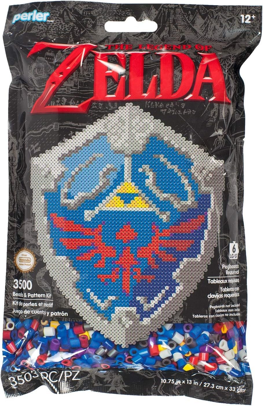 Perler Nintendo's The Legend of Zelda Hylian Shield Pattern and Fuse Bead Kit, 10.75'' x 13'', 3503pc