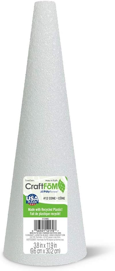 FloraCraft CraftFōM Cone 3.7 Inch x 8.9 Inch White