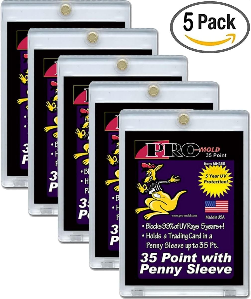 5-Count Pro-Mold 35pt. Magnetic One-Touch Card Holders Holds Sleeved Card MH35S