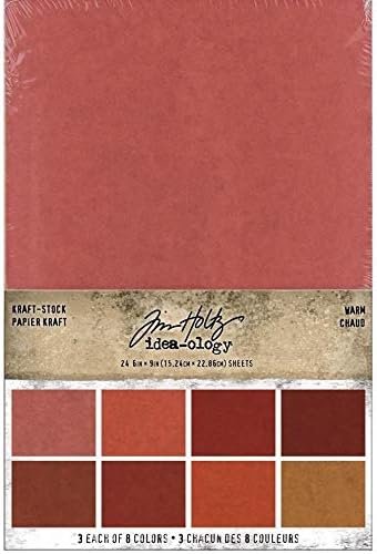 Tim Holtz idea-Ology Kraft Stock, 3 Packages, Cool, Warm and Neutral Colors, 72 Sheets, 24 Colors
