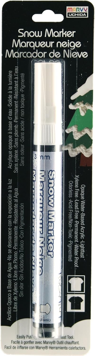 Uchida 1022S-C Marvy Fine Point Paper and Fabric Embellishing Snow Marker, White