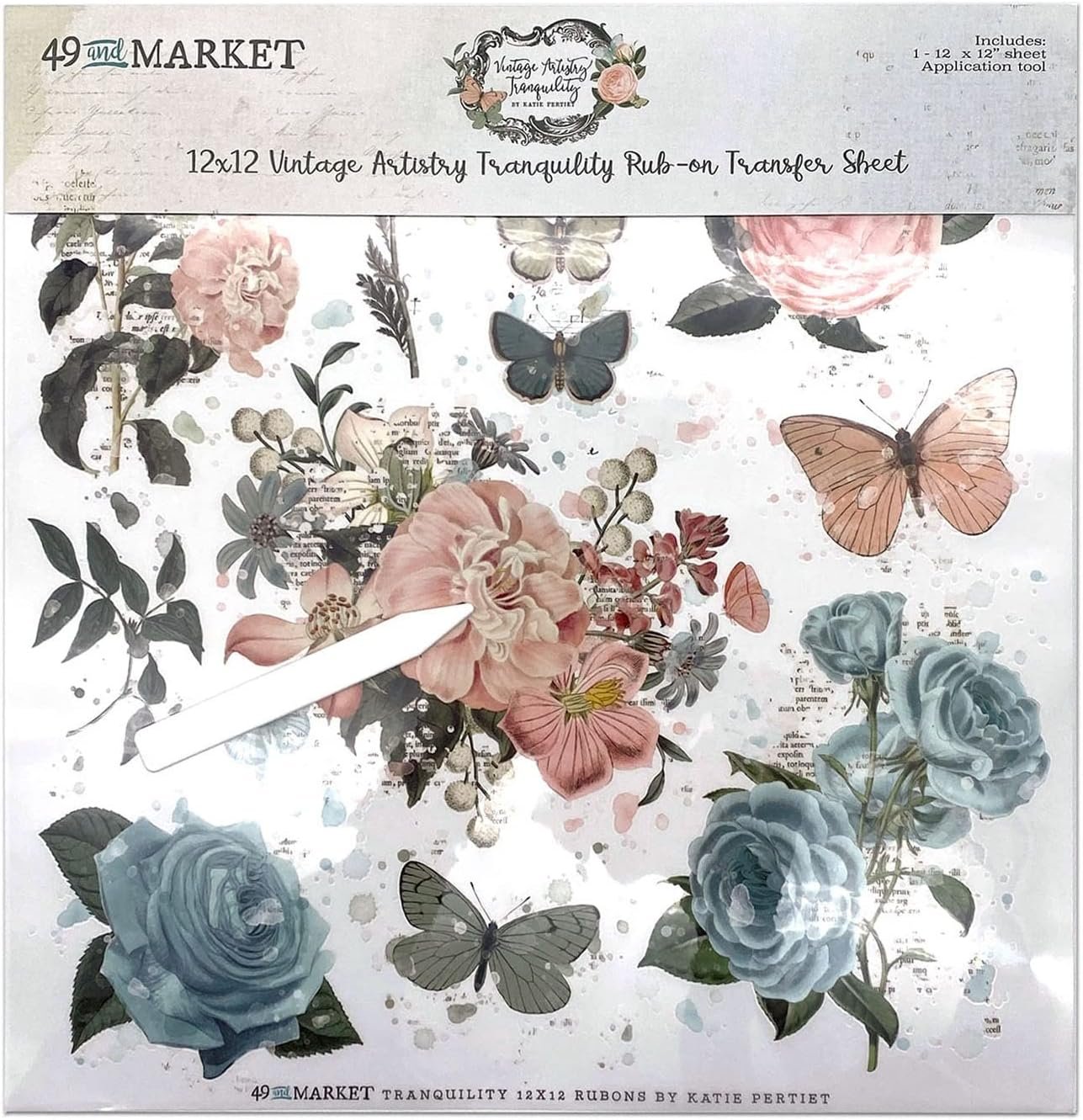 Vintage Artistry Tranquility Rub-on Transfer Sheet - 49 and Market