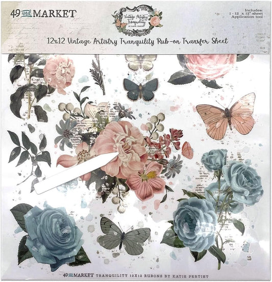 Vintage Artistry Tranquility Rub-on Transfer Sheet - 49 and Market