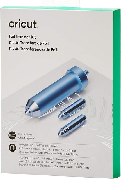 Cricut Foil Transfer Kit, Includes 12 Foil Transfer Sheets, 3 Cricut Tools in 1 with Interchangeable Tips (Fine, Medium & Bold), Tool Housing & Adhesive Tape, For Cricut Maker & Explore Machines
