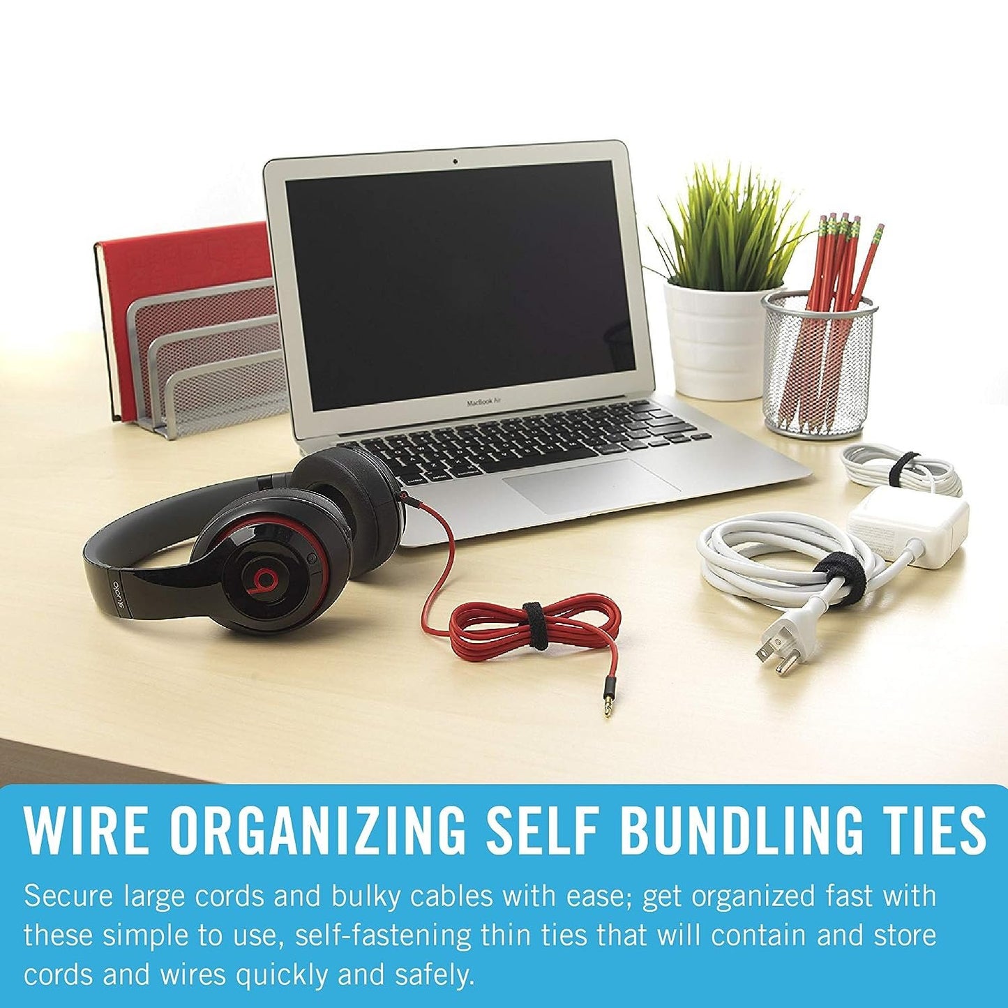 VELCRO Brand ONE-WRAP Cable Ties | 25Pk | 8 x 1/2" Black Cord Organization Straps | Thin Pre-Cut Design | Wire Management for Organizing Home, Office and Data Centers