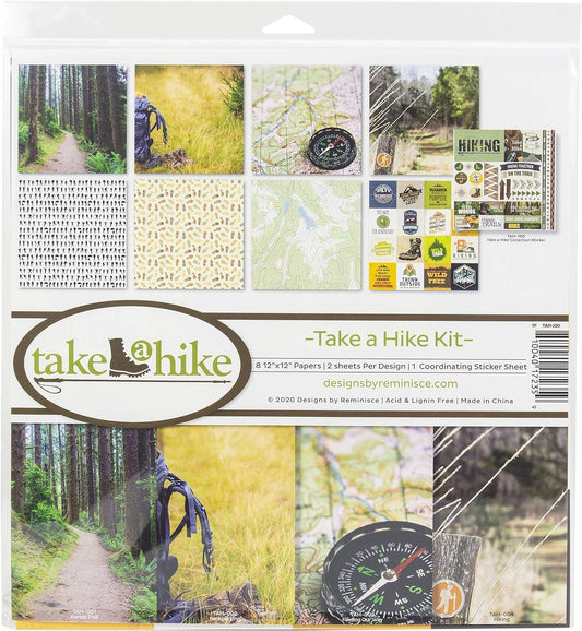 Reminisce Take a Hike Scrapbook Collection Kit Paper Crafts, Multi Color Palette, 12x12 inches