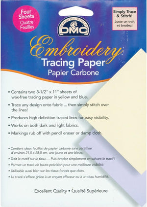 DMC U1541 Embroidery Tracing Paper, Yellow/Blue, 2-Pack