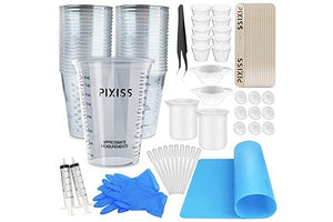 Disposable Measuring Cups for Resin - Pixiss Pack of 20 10oz Clear Plastic Measuring Cup for Epoxy Resin, Stain, Paint Mixing - Half Pint Reusable Multipurpose Mixing Cups for Cooking and Baking