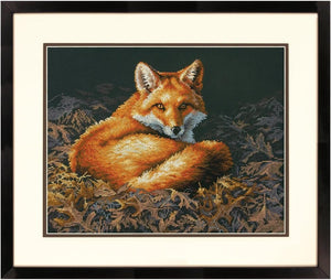 Dimensions Sunlit Fox Counted Cross Stitch Kit, 14 Count Black Aida, 14'' x 11''