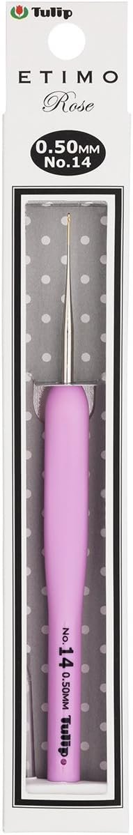 Tulip Needle Company TEL-14E Etimo Rose Steel Crochet Hook 5mm, Size 14 (0.50mm), Pink