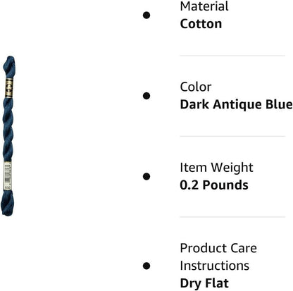 DMC 115 3-930 Pearl Cotton Thread, Dark Antique Blue