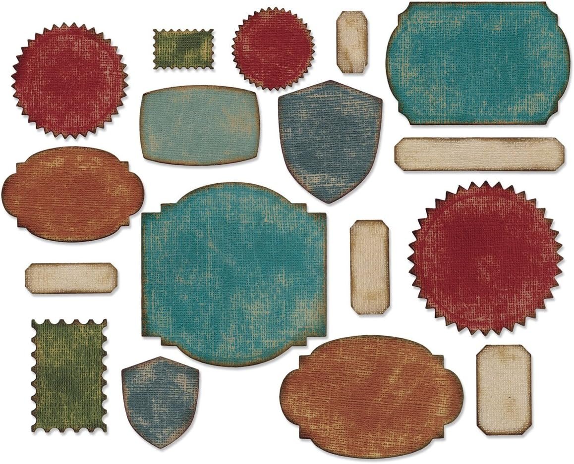 Sizzix, Multi Thinlits Die Set , Labels by Tim Holtz, 17 Pack, Color, One Size