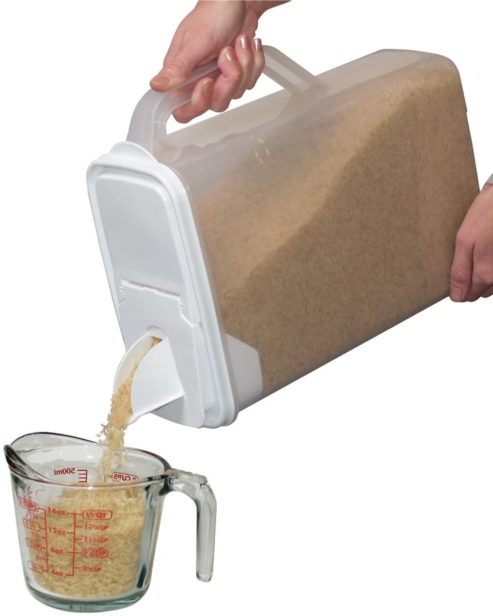 Bag-In Dispenser for Bulk Foods (Clear Container with White Lid) (13.5"H x 11.5"W x 5.5"D)