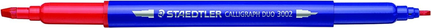 STAEDTLER double ended calligraphy markers, calligraph duo, for narrow and broad lettering designs, pigmented ink, 12 assorted colors, 3002TB12LU