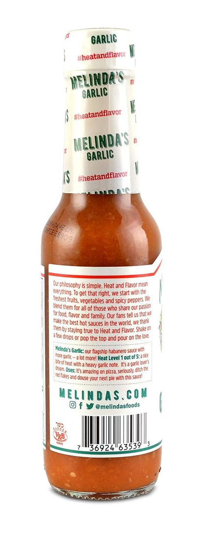 Melinda’s Garlic Habanero Hot Sauce - Gourmet Garlic Hot Sauce - Spicy Garlic Sauce Made with Habanero Peppers, Garlic, Carrots, & Onion - Keto, Kosher, Vegan, Gluten Free Hot Sauce - 5oz, 1 Pack