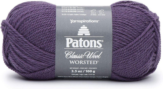 Patons Classic Wool Yarn, Gray Plum