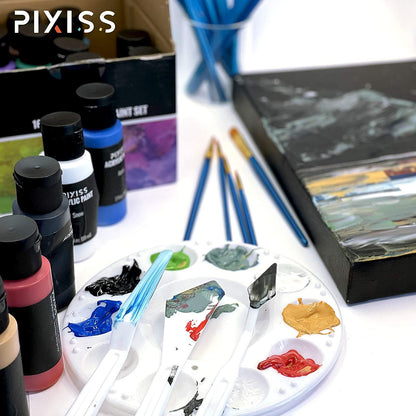 Pixiss Acrylic Paints Set of 16 Vibrant Colors