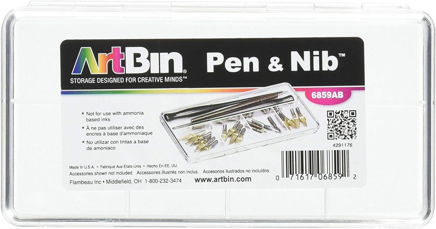 ArtBin 6902AG Slim Line Pen & Pencil Box, Small Art & Craft Organizer, [1] Plastic Storage Case, Translucent