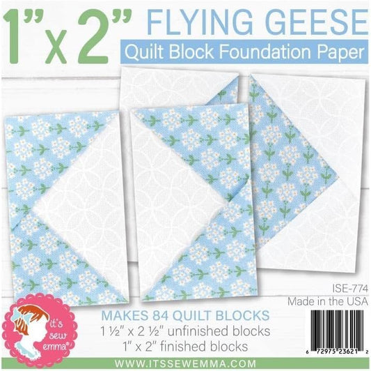 It's Sew Emma Flying Geese Quilt Block 1 x 2 Foundation Paper