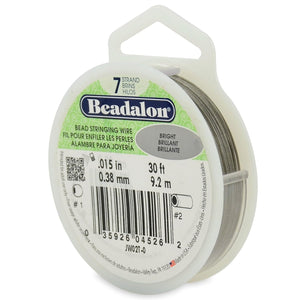 Beadalon 7 Strand Stainless Steel Bead Stringing Wire.018 in / 0.46 mm, Bright, 30 ft / 9.2 m