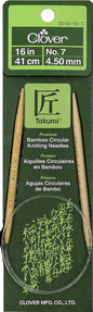 Clover Takumi Circular 16" Size 7 Bamboo Knitting Needle, Brown