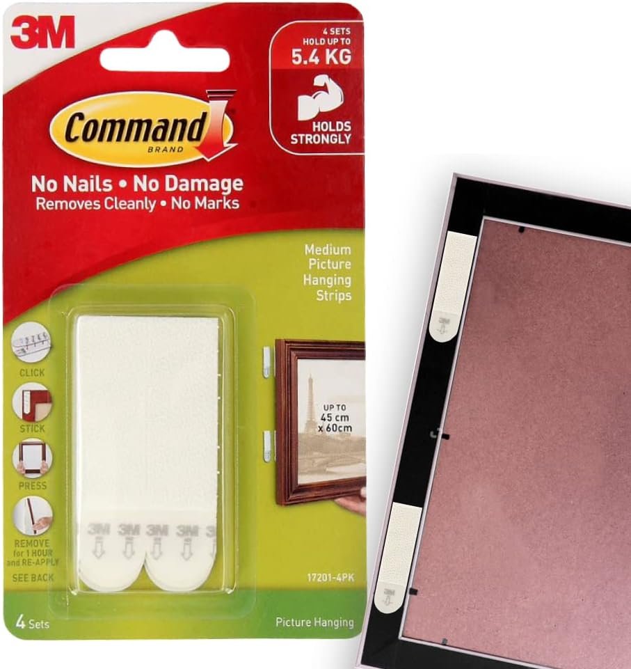 Command White 12 lb Picture Hanging Strips, Decorate Damage-Free, Indoor Use (17201-4PK-ES)