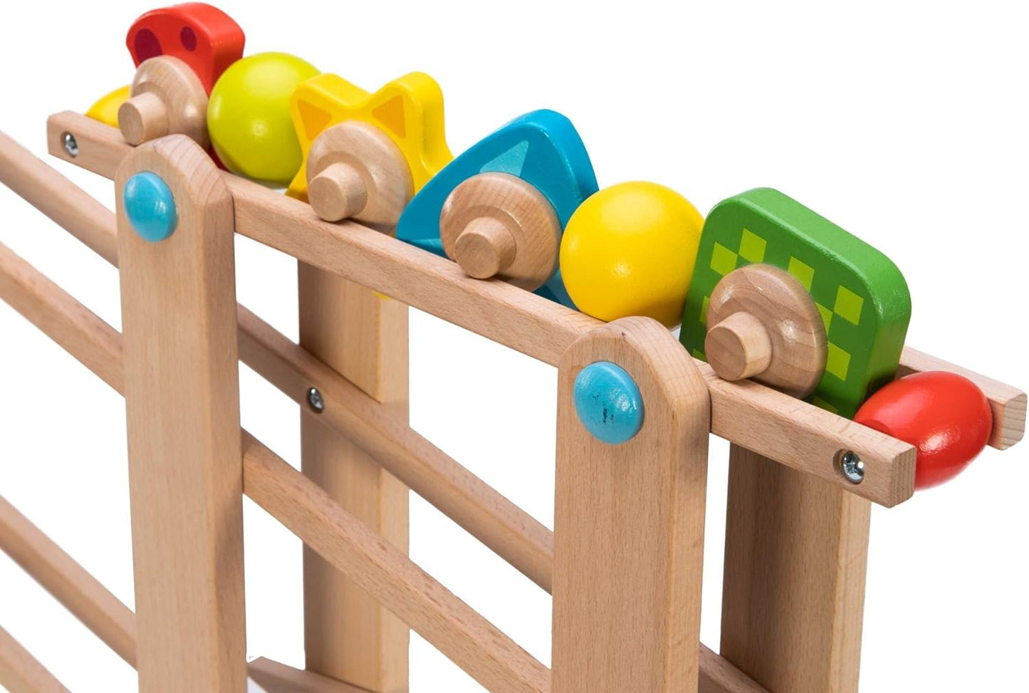Fat Brain Toys Roll 'n Go Wooden Marble Run - Back-and-Forth Ball Track for Toddlers