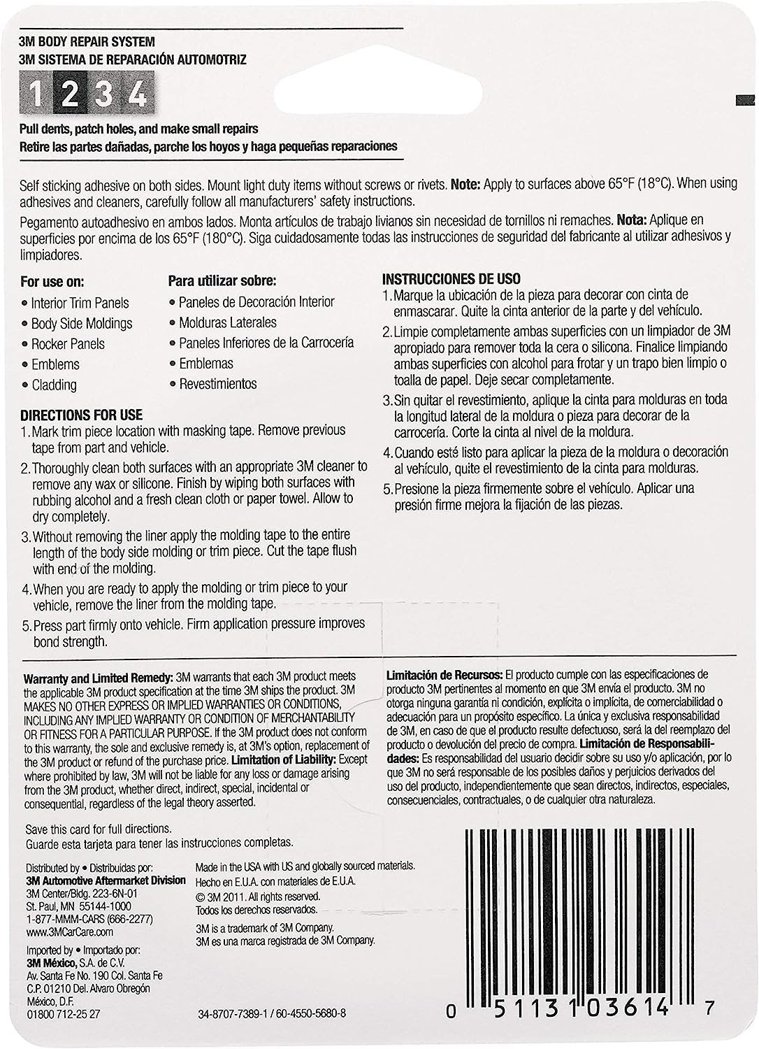 3M Super Strength Molding Tape, 03615, 7/8 in x 5 ft