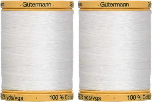 2-Pack - Gutermann Natural Cotton Thread Solids 876 Yards Each - White (800C 5709)