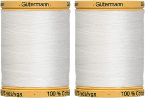 2-Pack - Gutermann Natural Cotton Thread Solids 876 Yards Each - White (800C 5709)