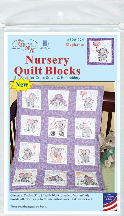 Jack Dempsey Needle Art Elephants Hand Embroidery, White