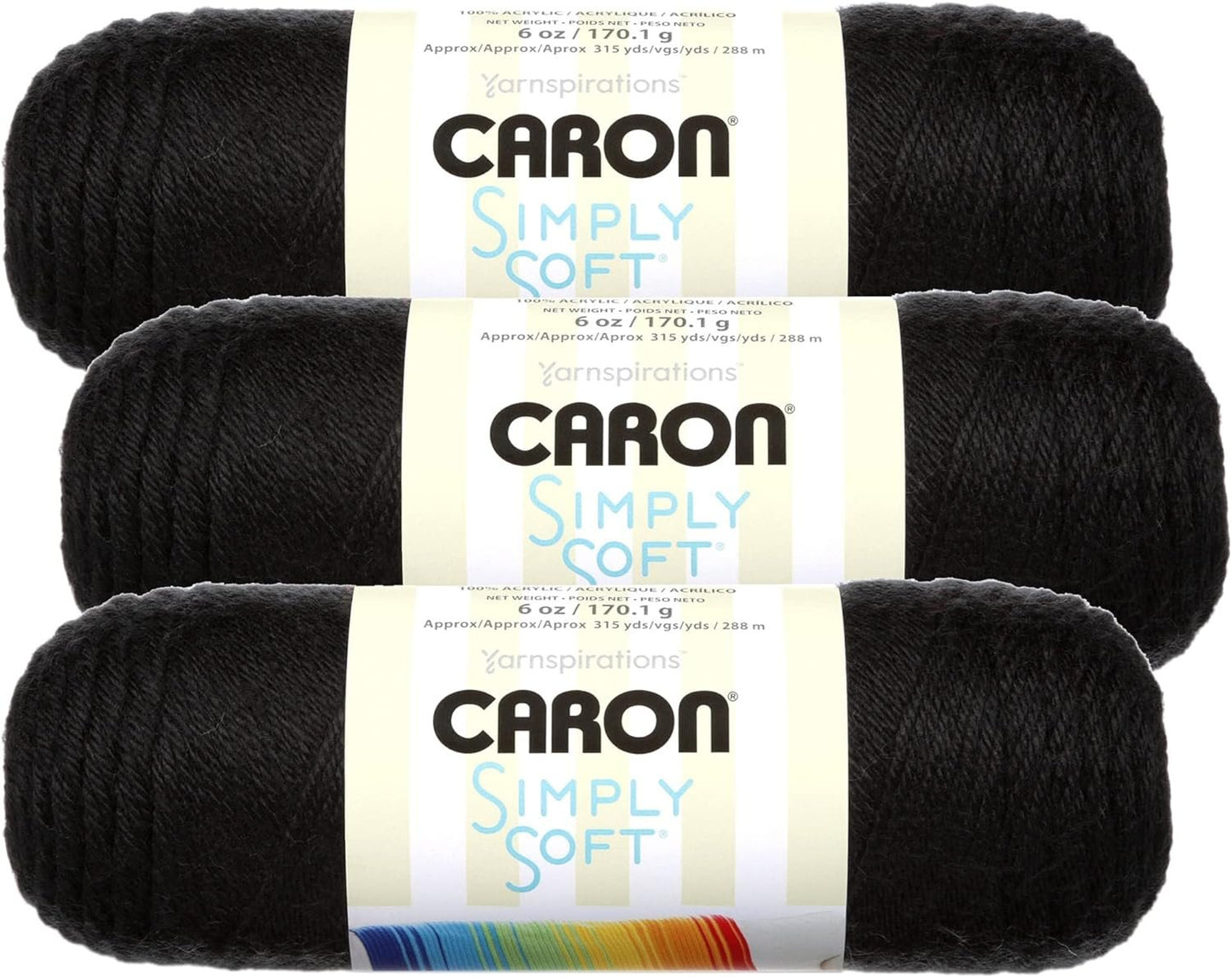 Caron Bulk Buy: Caron Simply Soft Yarn Solids (3-Pack) Black #H97003-9727