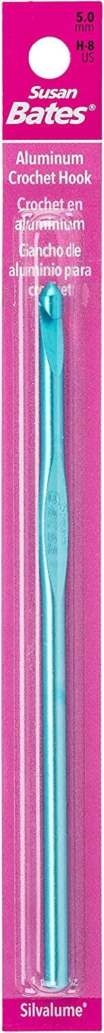 Susan Bates 5-1/2-Inch Silvalume Aluminum Crochet Hook, 5mm, Turquoise (Parent)