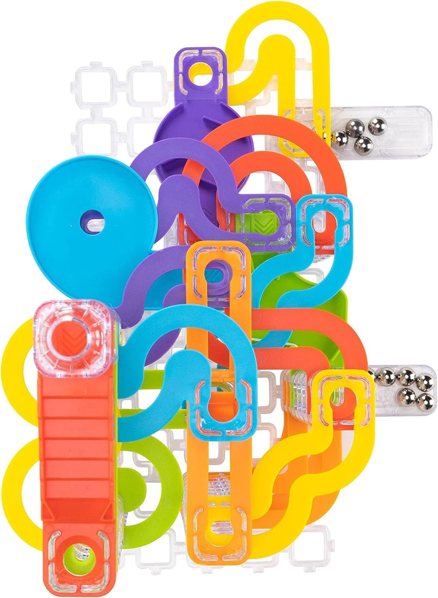 Fat Brain Toys Trestle Tracks Starter Set - 43-Piece Modular Marble Run, Ages 8+