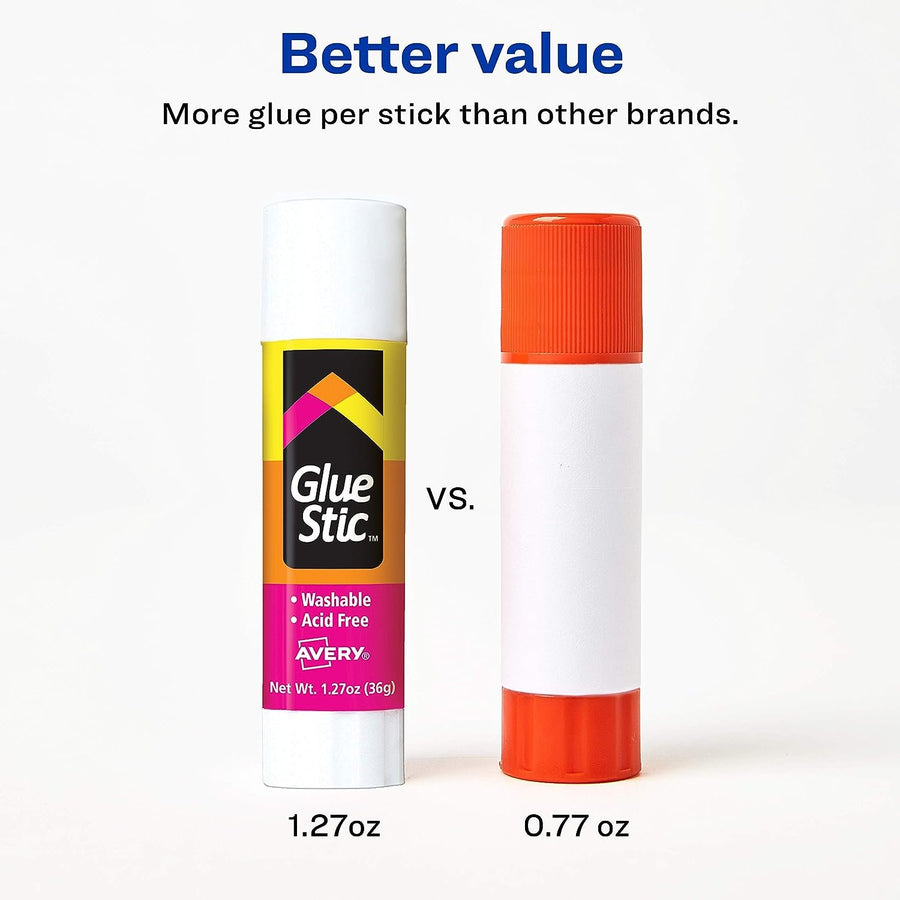 Avery Glue Stick White, 1.27 oz., Washable, Nontoxic, Permanent Glue, 1 Glue Stic (00191)