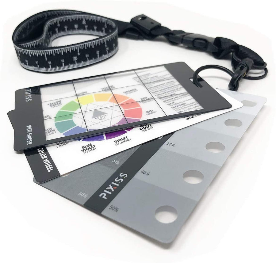 (4 Pack) Gray Scale Value Finder, Color Wheel, Artists View Catcher Finder on Lanyard with Measuring Tape Tools for Artists.