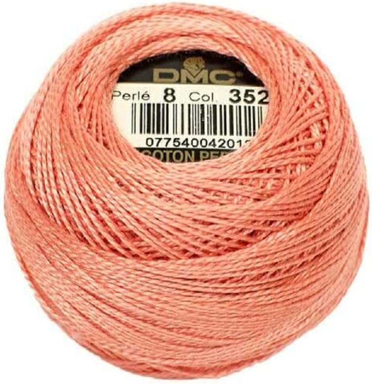 DMC 116 8-352 Pearl Cotton Thread Balls, Light Coral, Size 8