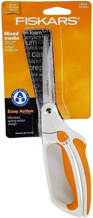 Fiskars Premier No. 8 Easy Action Sewing and Crafting Scissors  - Spring Action Fabric & Craft Scissors - White