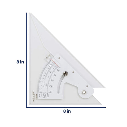 Pacific Arc Adjustable 8 Inch Triangle Plain Edge for Drafting, Architect, Engineer